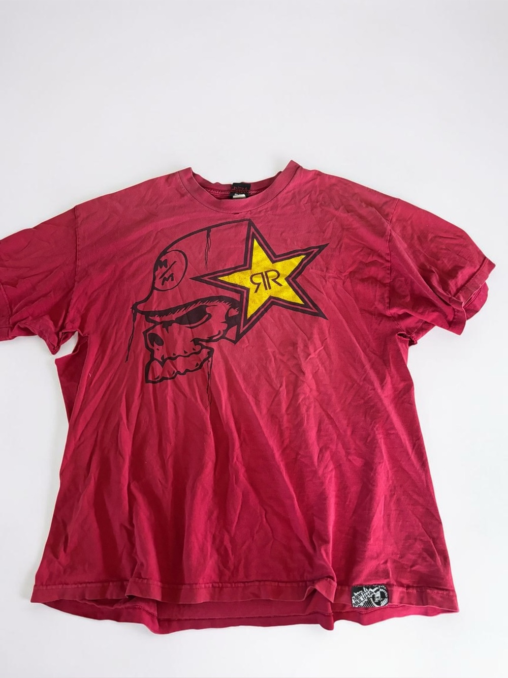 Vintage Metal Mulisha Rockstar Skull Tee Y2K Red Graphic Shirt XXL